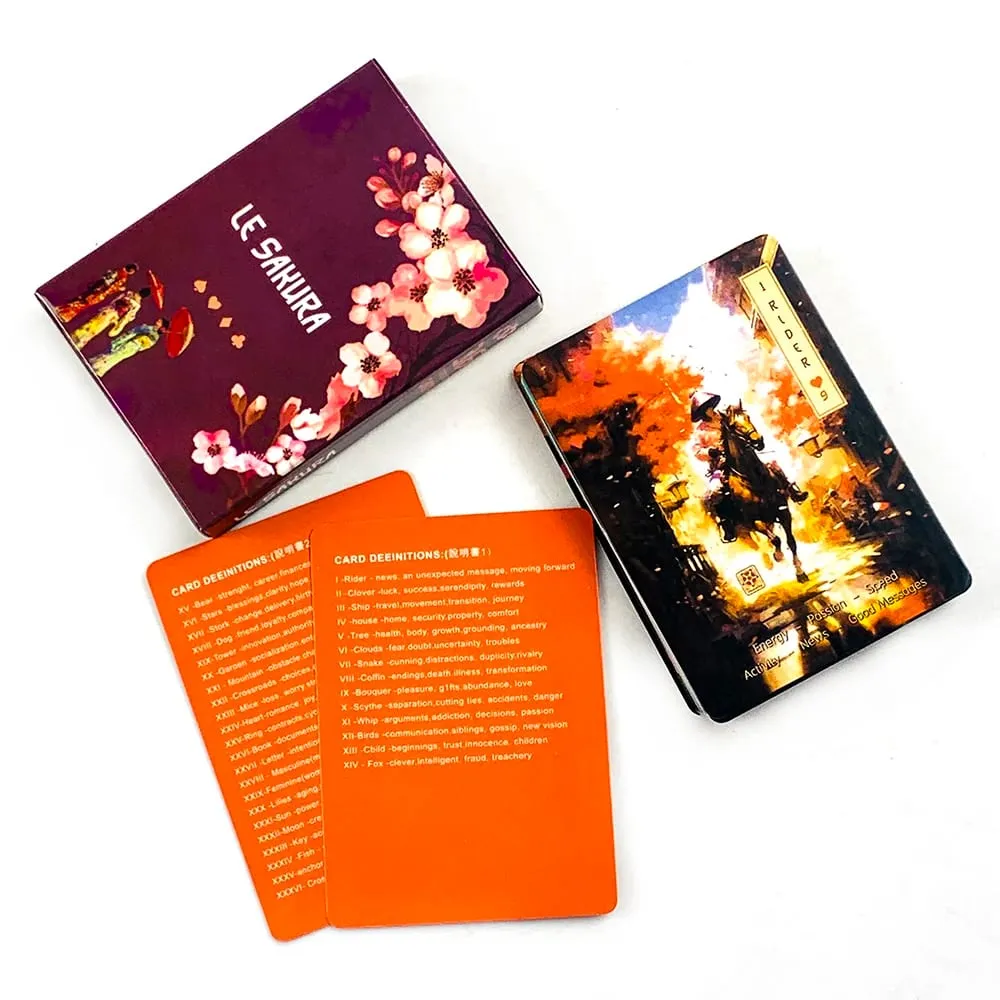 Nuovo gioco di carte Le Sakura 36 carte Cherry Blossoms elegante e compatto include una guida ideale per le pratiche spirituali di viaggio