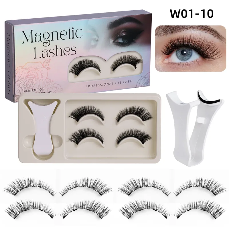 2Pairs Magnetic Eyelashes 3D Natural False Eyelash Reusable Easy Wear Eye Makeup Set Gluee-free Lashes — image 9
