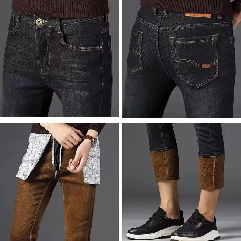 Men's Reflective Fleece-Lined Jeans - Thick Warm Lining Durable Denim & Reflective Trim Safe for Winter Night Commute & Casual — image 7