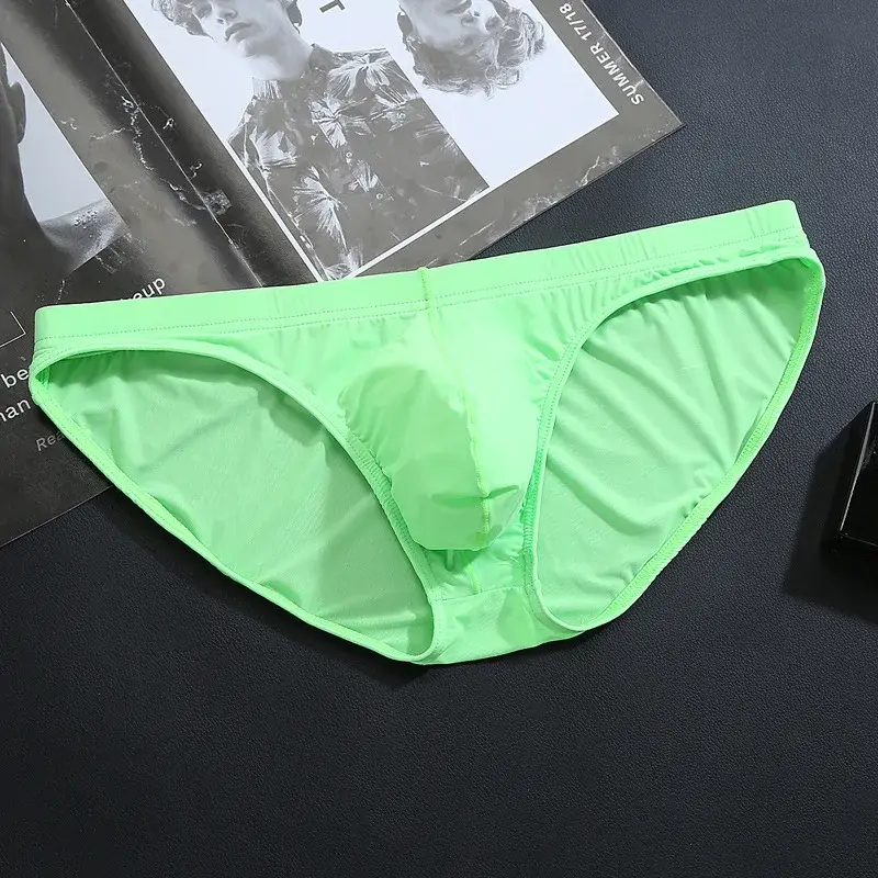 ชายผ้าไหมน้ำแข็งชุดชั้นในกางเกงBreathableต่ำเอวU-นูนUndershortsกางเกงขาสั้นสีทึบกางเกงผู้ชายกางเกง