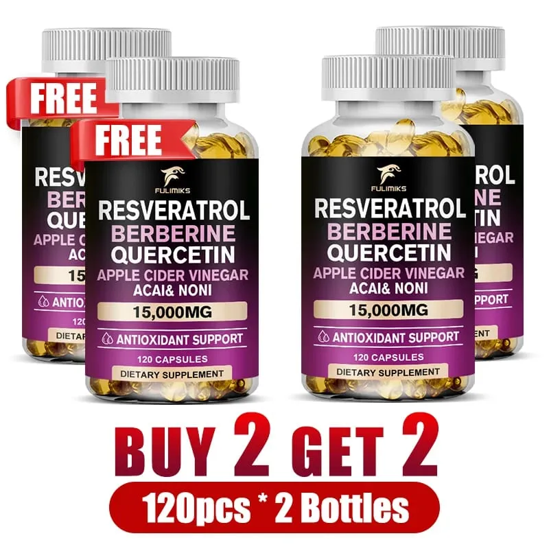 Buy 2 Get 2 Free! Resveratrol Berberine Quercetin Capsules Triple-Action Formula for Blood Sugar Heart Health & Anti-Aging — image 12