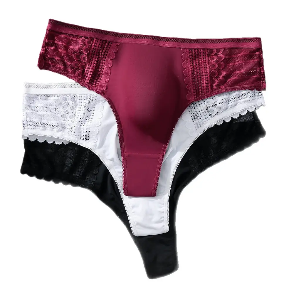 1pc masculino sexy cuecas de renda sem costura gelo seda g-string roupa interior 3d bulge bolsa sólida tanga alta elástica calcinha respirável — image 2