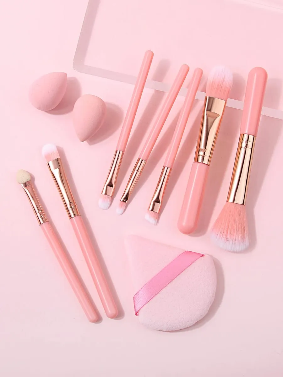 10Pcs Makeup Brush Set Soft Cosmetic Brushes Kit With Makeup Sponge Triangle Powder Puff For Face Eye Daily Beauty Makeup Tools — image 3