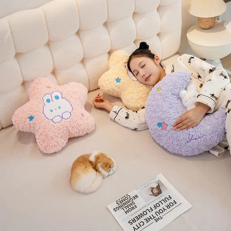 45cm Kawaii Pillow Rabbit Cartoon Star Moon Pillow Cushion Creative Happiness Soft Family Plush Toy Sofa Home Decor Plush Pillow — image 7