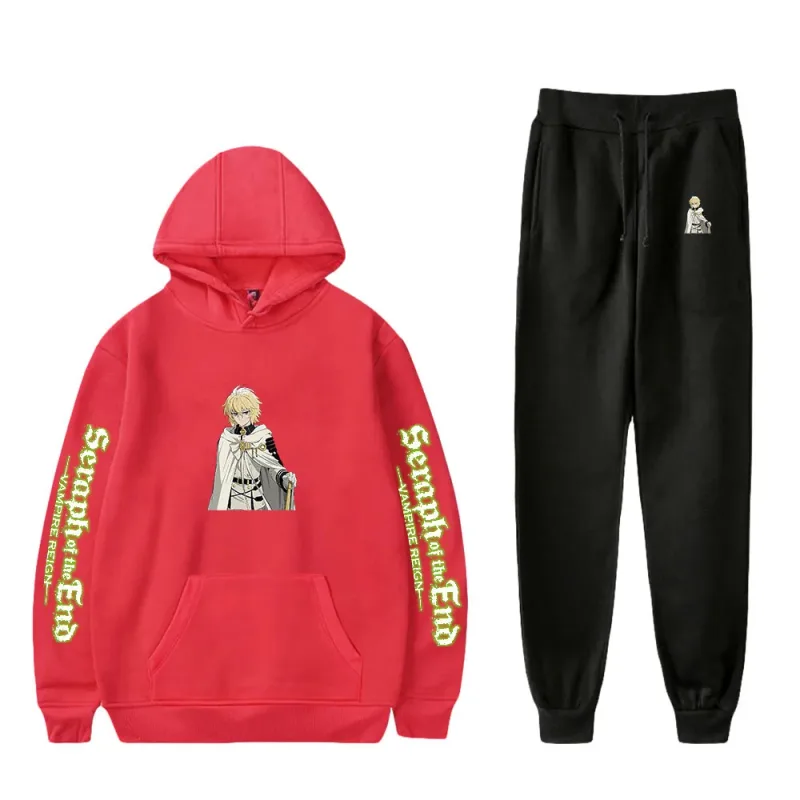Harajuku Comfortable Seraph of the End Print Sweatshirt Sweatpants Suit Hoodies+ Trousers Suit Boys/Girls 2 Piece Set Clothes