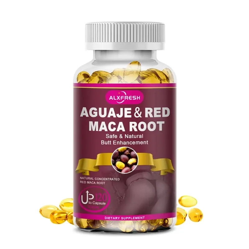 Alexfresh Organic Aguaje com extrato de raiz de RedMaca - 1000 mg por porção - Cuidados com as nádegas femininas - Extrato potente