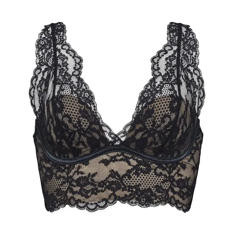 Women's French Lace Bralette Push Up Gathering No Underwire Backless Bra Sets Sexy See Through Lingerie Outerwear Camisole Top — image 3