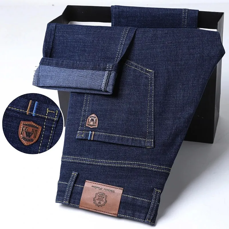 2026 Y2k Clothes Pantalon Homme Stretch Business Four Seasons Blue Regular Fit Straight Jeans — image 2