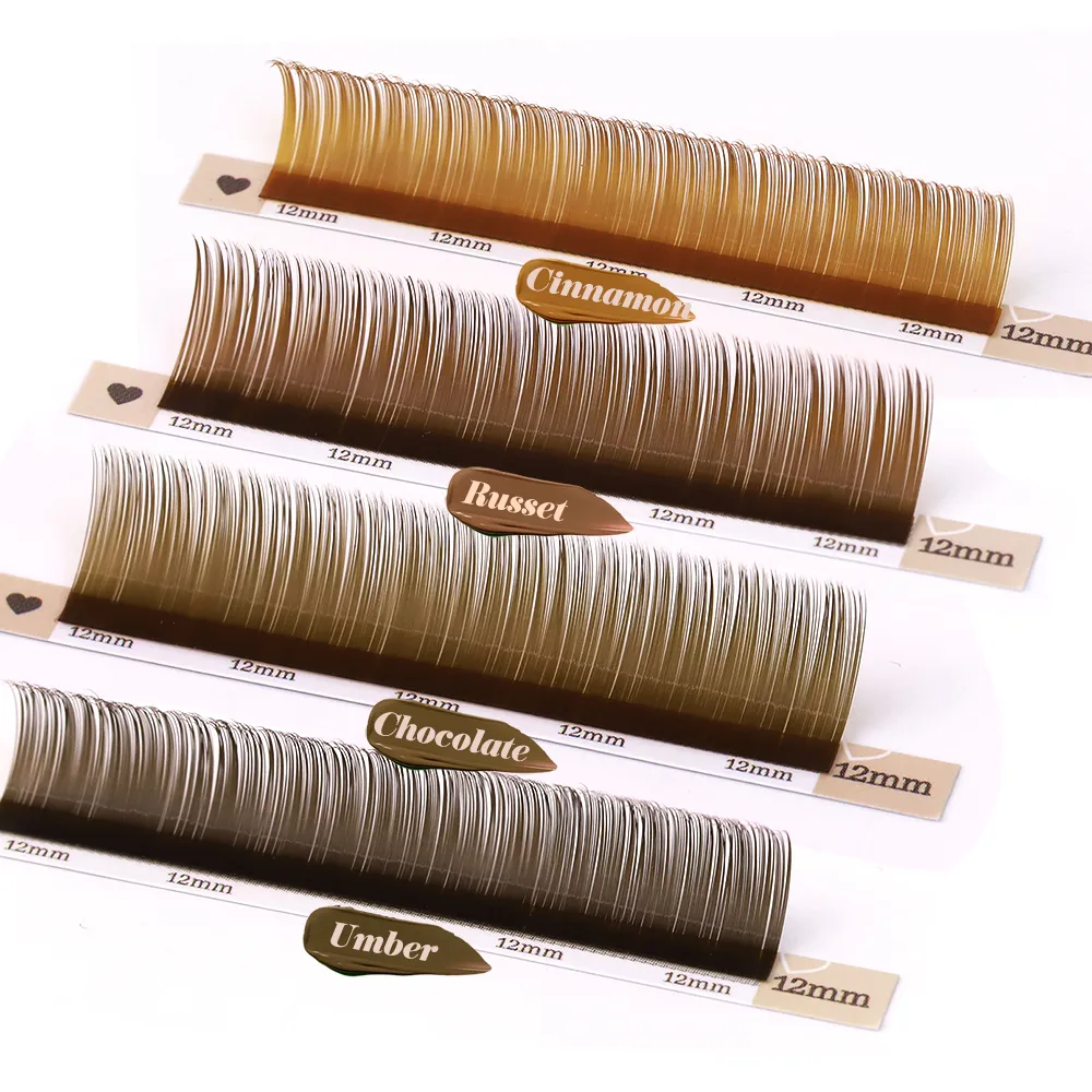 Pro 20 Rows Brown Collection Individual Eyelash Extension Russian Volume Lashes MIX7-15 Soft Mink Brown Eyelashes Makeup