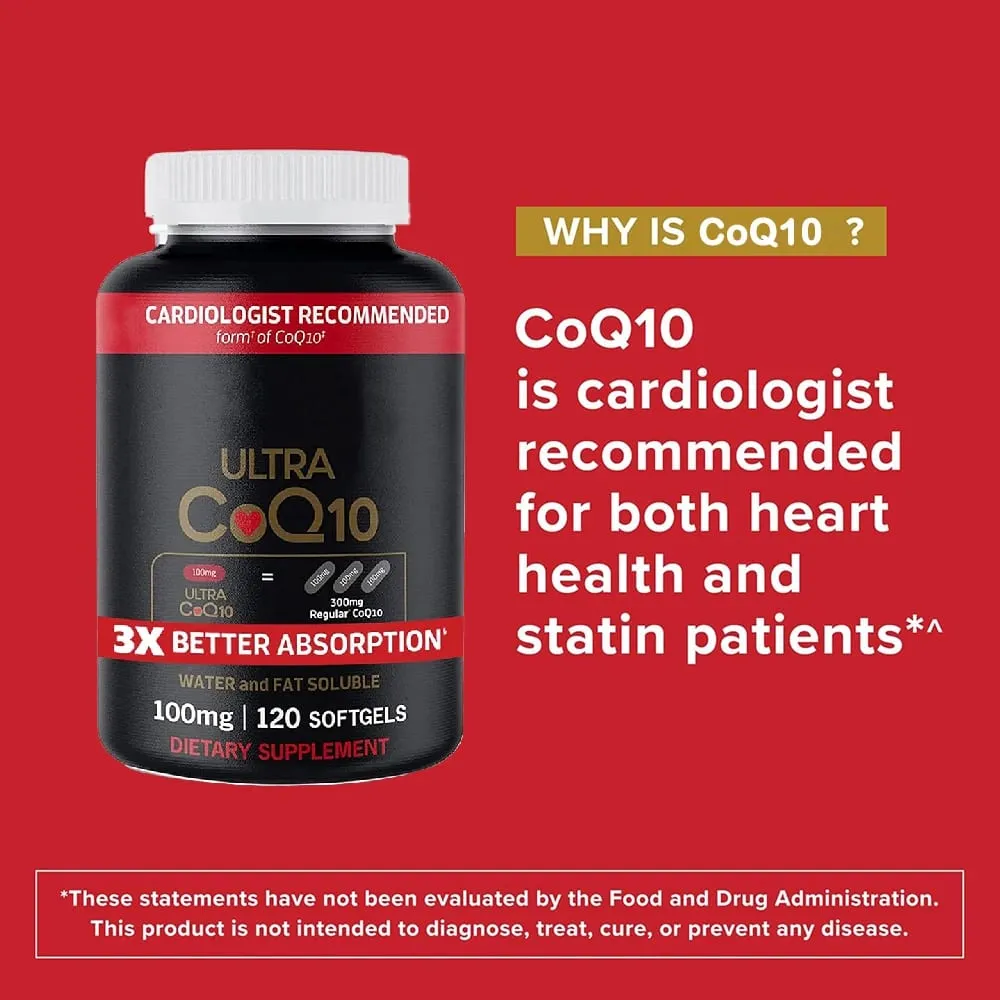 Ultra CoQ10 100 mg gélules 3x meilleure absorption antioxydant pour la santé cardiaque et l'énergie Coenzyme Q10 vitamines et suppléments — image 4