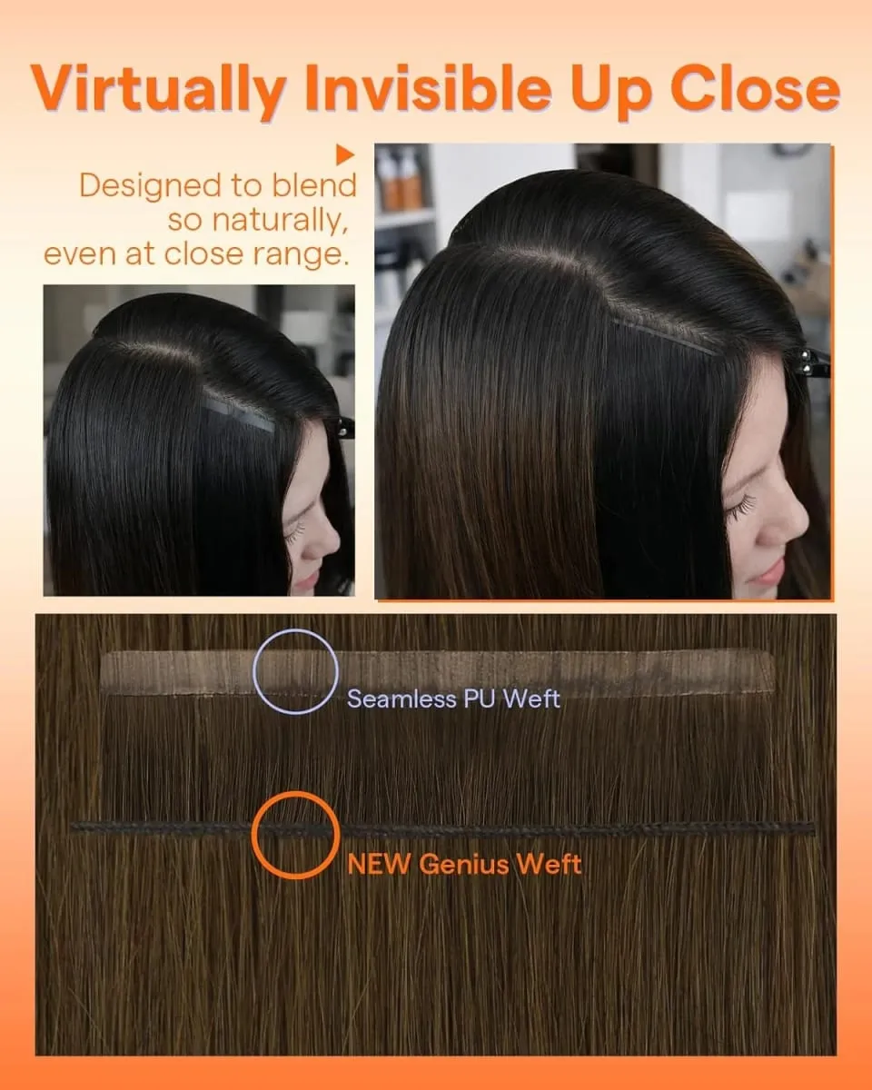 Full Shine 7 Pcs Genius Weft Clip In Hair Extensions Human Hair Seamless Invisible PU Weft Clip Ins For Women — image 5