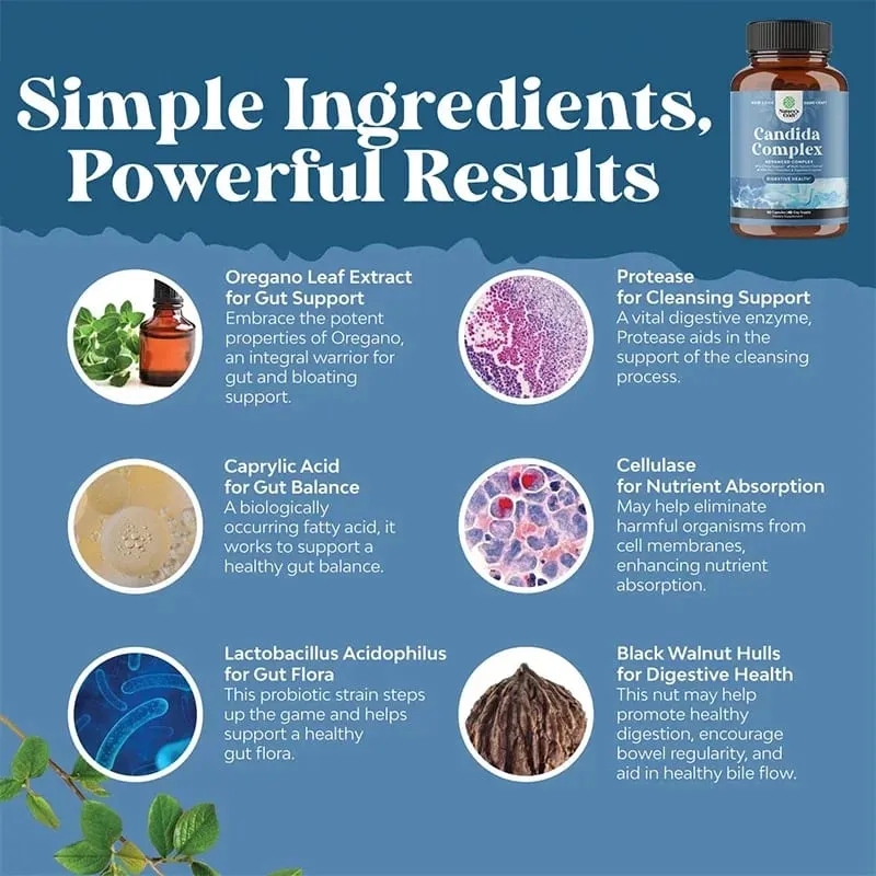 Candida Complex - Probiotika og fordøjelsesenzymer Naturlige ingredienser til at understøtte fordøjelsessundhed og tarmflorabalance — image 7