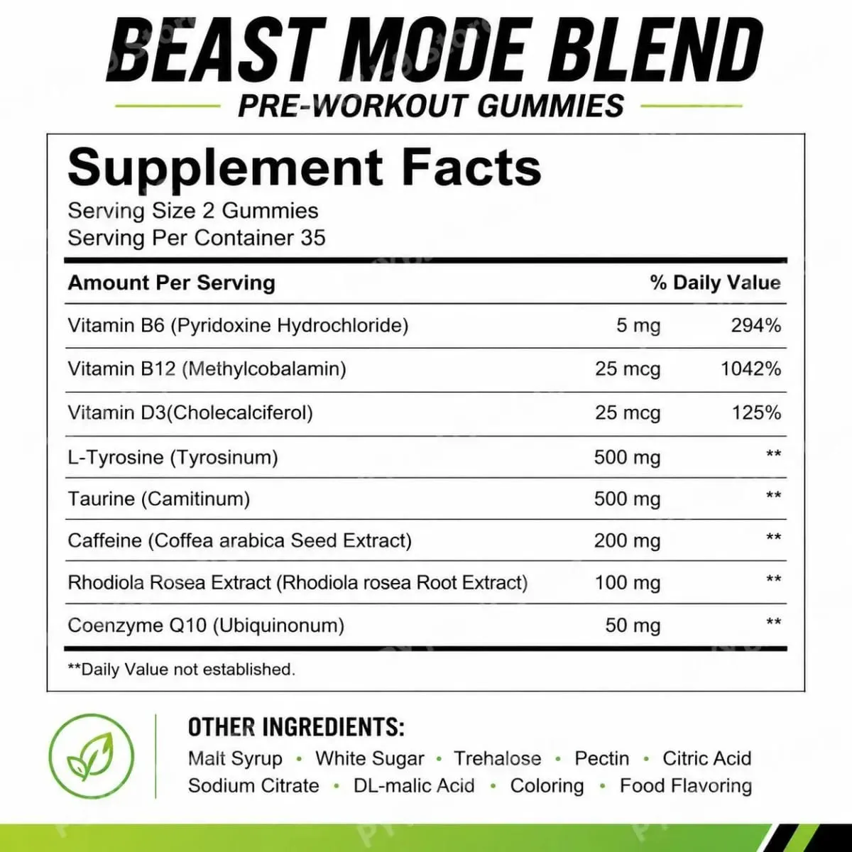 Docteat Beast Mode Blend Pre Workout Gummies Energifokus & uthållighet Stöd för styrketräning och aktiva gym dagar 70 Count — image 6