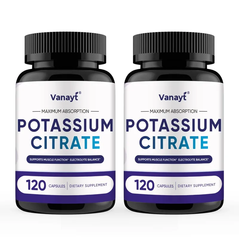 Potassium Citrate - Maintain Electrolyte Balance Support Muscle Bone Blood Vessel and Heart Health - 120 Capsules