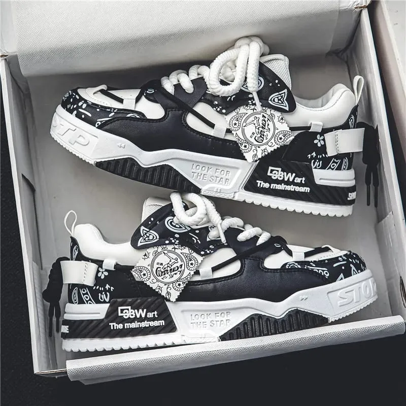 1 Pair of Men's Casual Sneakers Stylish and Comfortable Suitable for All Seasons Geometric Design Ideal for Outdoor Walking — image 1