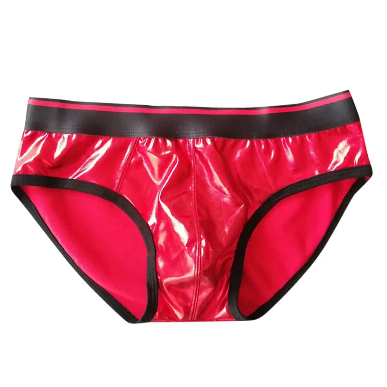 Calças triangulares masculinas de couro falso sexy reflexivo ouro diversão roupa interior elástica calças apertadas legal cueca homem japonês