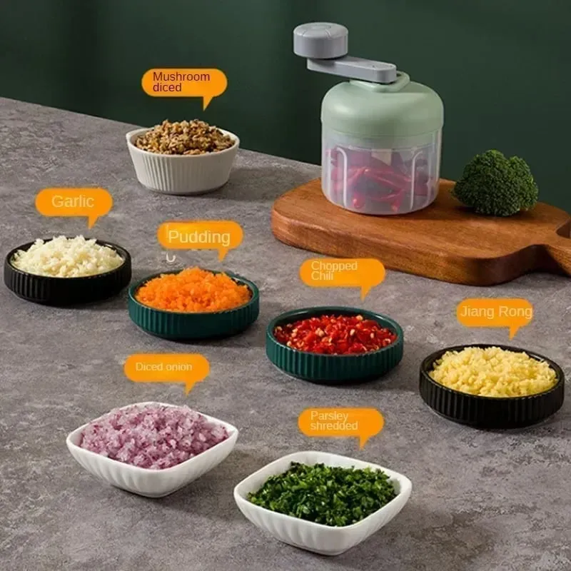 Multifunktionel grøntsagshakker Lille foodprocessor Manuel hånddrevet madhakker Hakkerværktøj Hvidløg Køkkengadgets