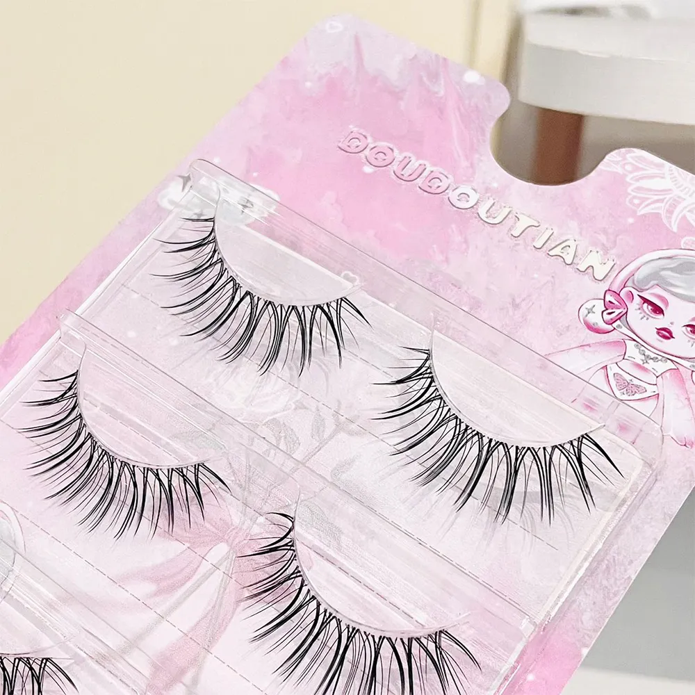 Doudoutian Korean Girl Group U Shape Individual Lashes Clear Band Natural Realistic Divine Beauty Eye Lashes