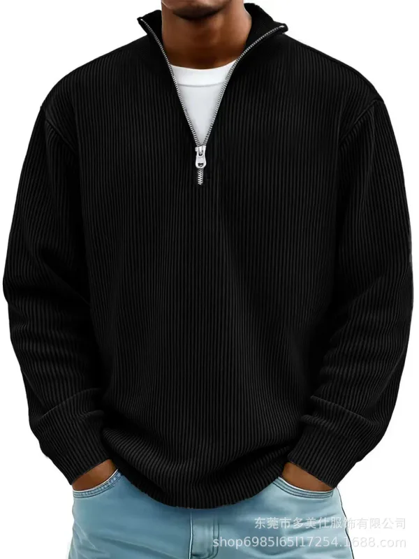 Men's Autumn Winter Stand-Collar Zip-Up Sweatshirt Loose Long Sleeve Casual Daily Outdoor Fashion Trendy Men's Outerwear — image 8