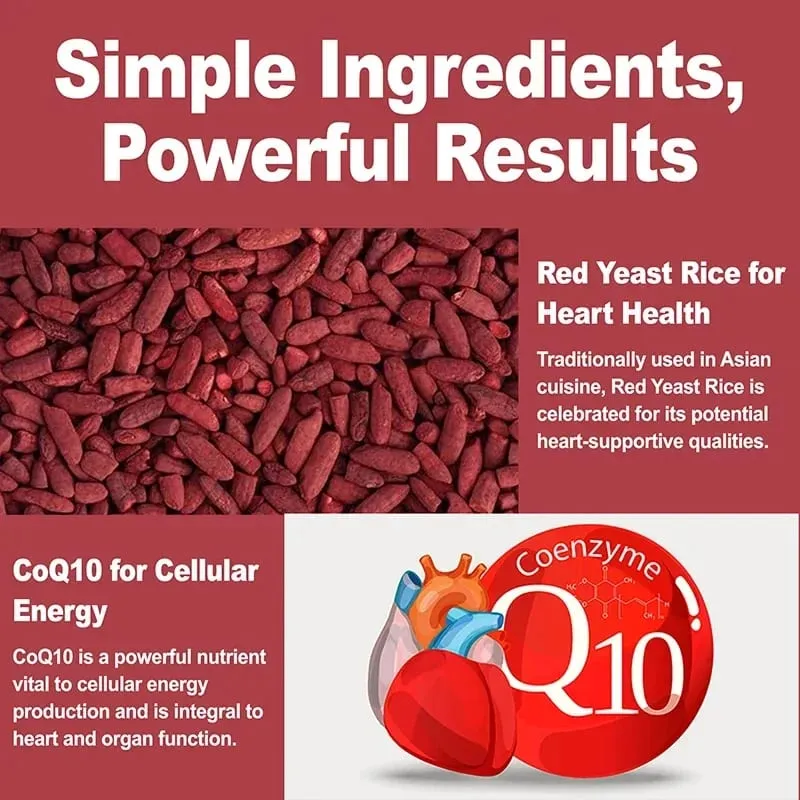 Red Yeast Rice with CoQ10 Supplement - Antioxidant Support for Energy and Heart HealthSupplementsSupplements