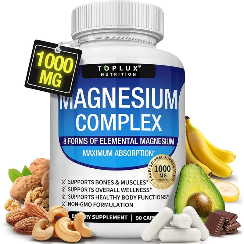 Magnesium Complex 1000mg 8 Elemental Magnesium Supplement na may Glycinate Citrate Oxide Aspartate Orotate Malate Taurate High Abs
