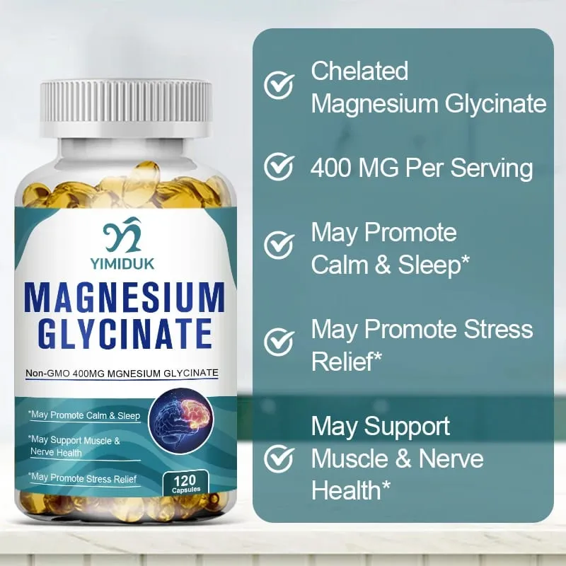 Yimiduk Pure Magnesium Glycinate Supplement na may Vitamin B6 para sa Panlaban sa Fatigue Cramps at Heart Health Binabawasan ang Anxiety Vegan