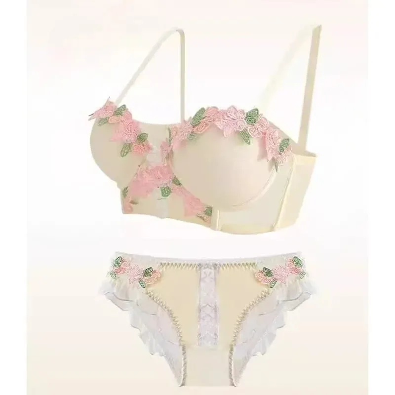 Japanese Sweet Sensual Bra Set Push Up for Small Breasts Lift & Gather Bigger Look Summer Light Soft Underwear Lingerie Set S-XL — image 12