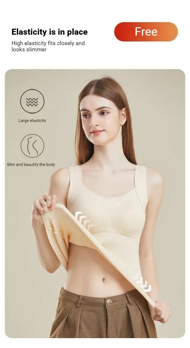 Womens Thermal Vest With Built In Bra Seamless Warm Lined Tank Top For Inner Winter Bottoming Top Friendly Intimate Lingerie New — image 10