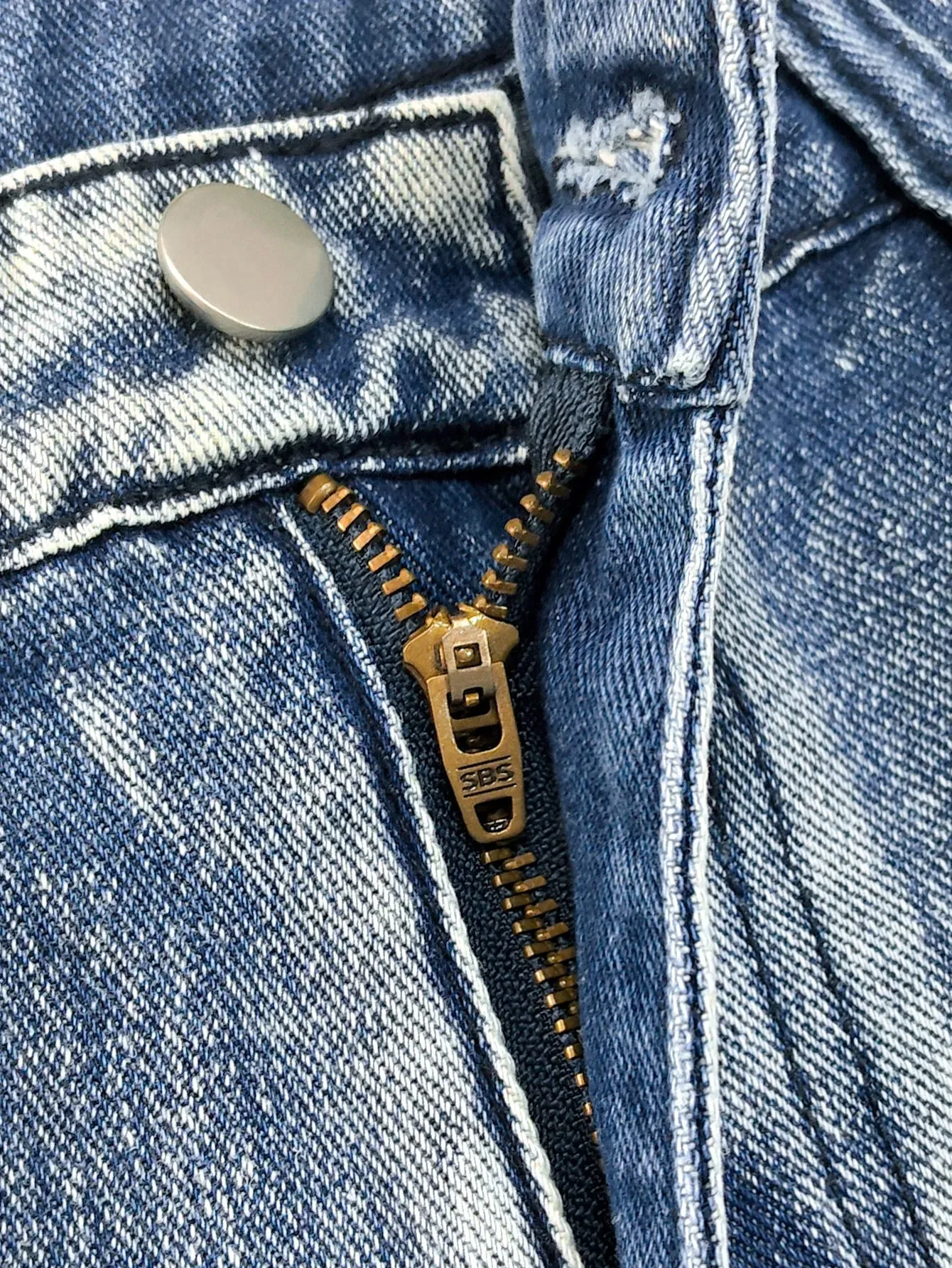 Men's jeans slim fit motorcycle straps blue denim trousers washed blue cut holes multi-craft hip-hop streetwear daily men Pants — image 5