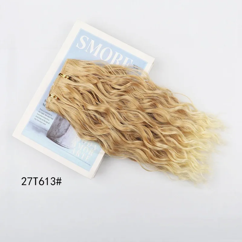 Clip in Hair Extensions 4PCS 14inch Short Curly Wavy Hair Extensions Invisible Lace Weft Soft Synthetic Hairpieces for Women — image 12