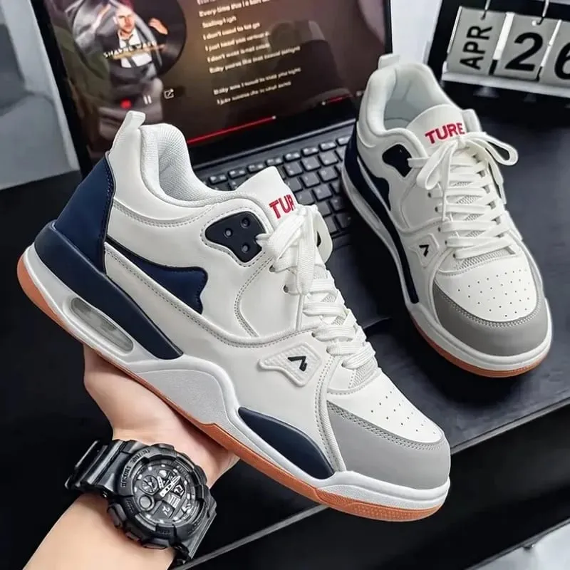 Unisex Sneakers Spring Summer Retro Basketball Style White Color Block Casual Board Shoes Streetwear Chunky Sole School — image 2