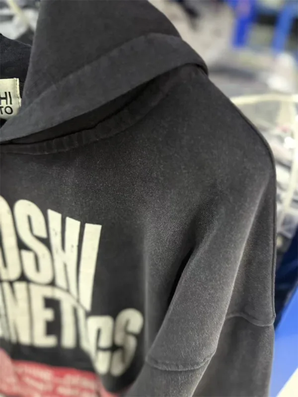 New SN Letter Printed Washed Retro Splashed Ink Zipper Hoodie Street Casual Cotton Loose Versatile Sports Oversize Trendy Top