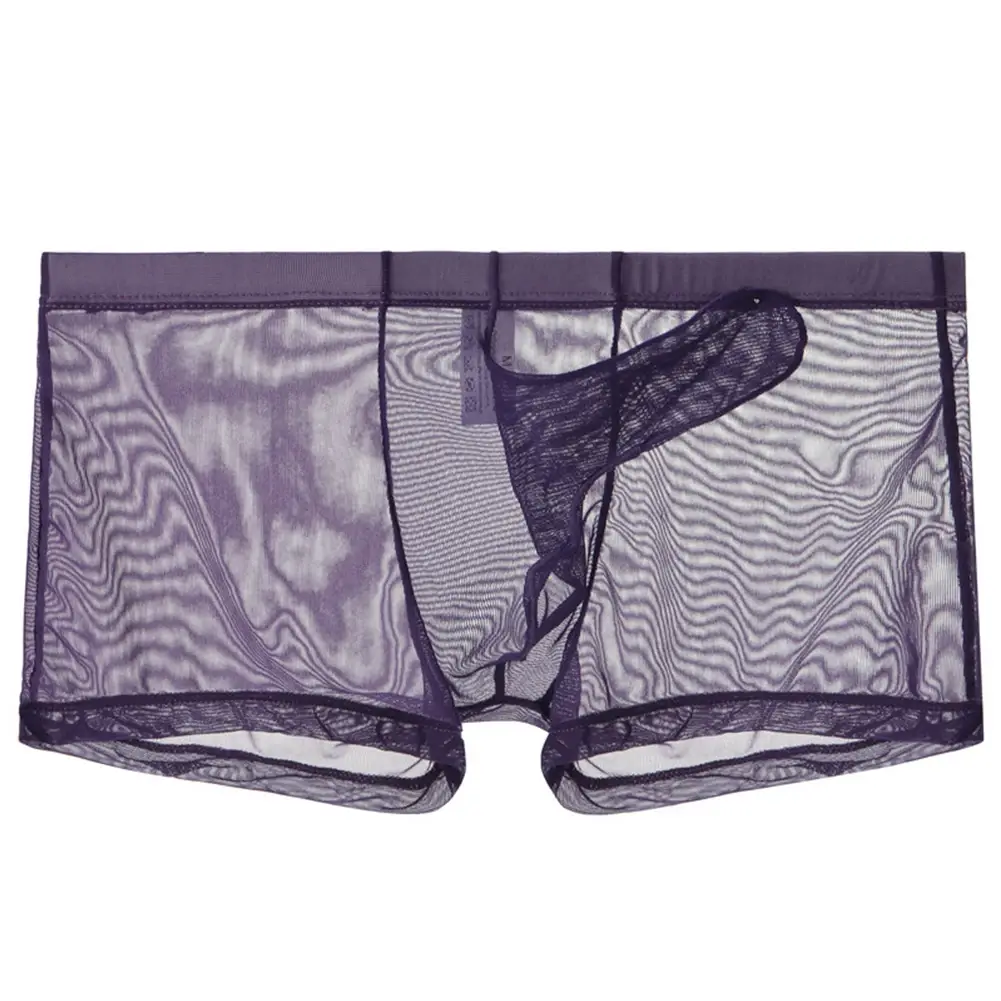 Biancheria intima leggera trasparente da uomo sexy in rete trasparente trasparente con boxer traspiranti, mutandine boxer maschili con separazione di proiettili — image 13
