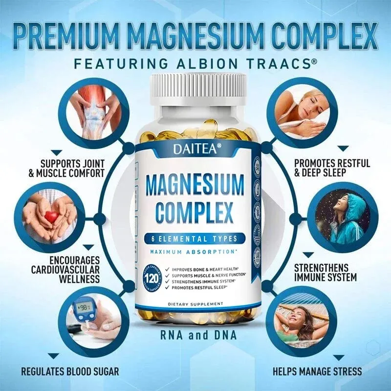Magnesium Complex Capsules - Pandagdag sa Kalusugan ng Muscle at Cardiovascular na Stress sa Pagtulog at Formula ng Pagkabalisa — image 4