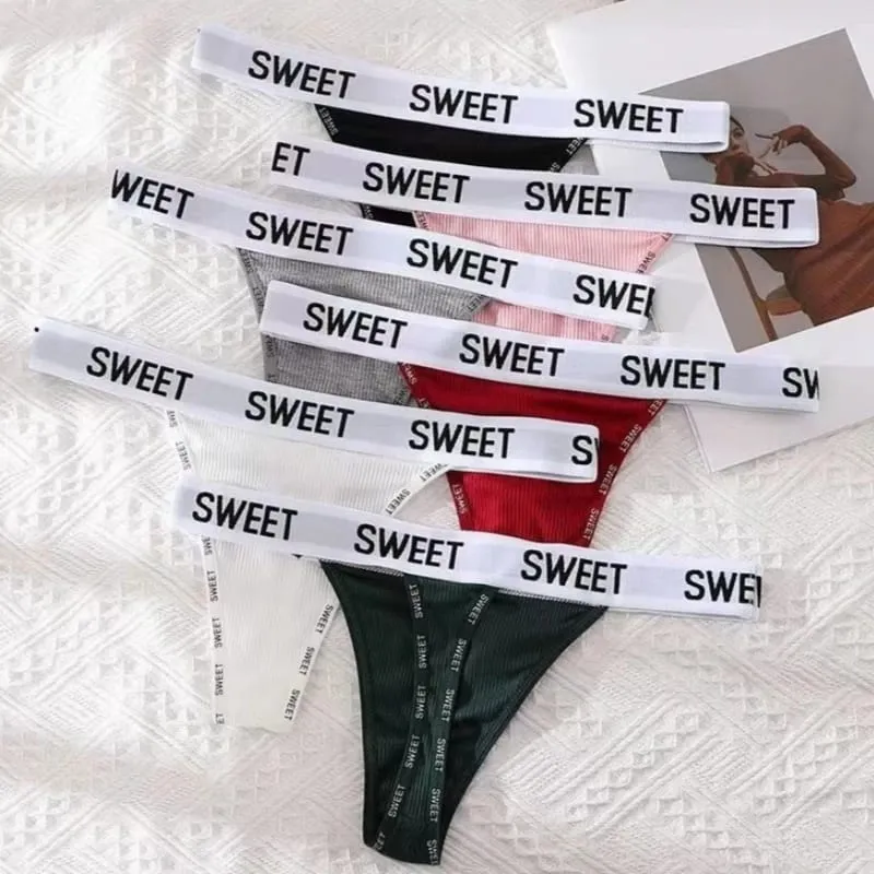 Women Padded Bra And Panties Set Front Cross Wireless Bra Low Rise G-string Female Letter Strap Underwear Sexy Lingerie Set — image 7