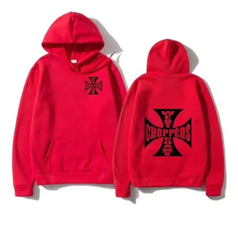 Costa oeste ferro cruz choppers impresso masculino com capuz moda legal moletom unissex moda velo oversized hoodie streetwear — image 6