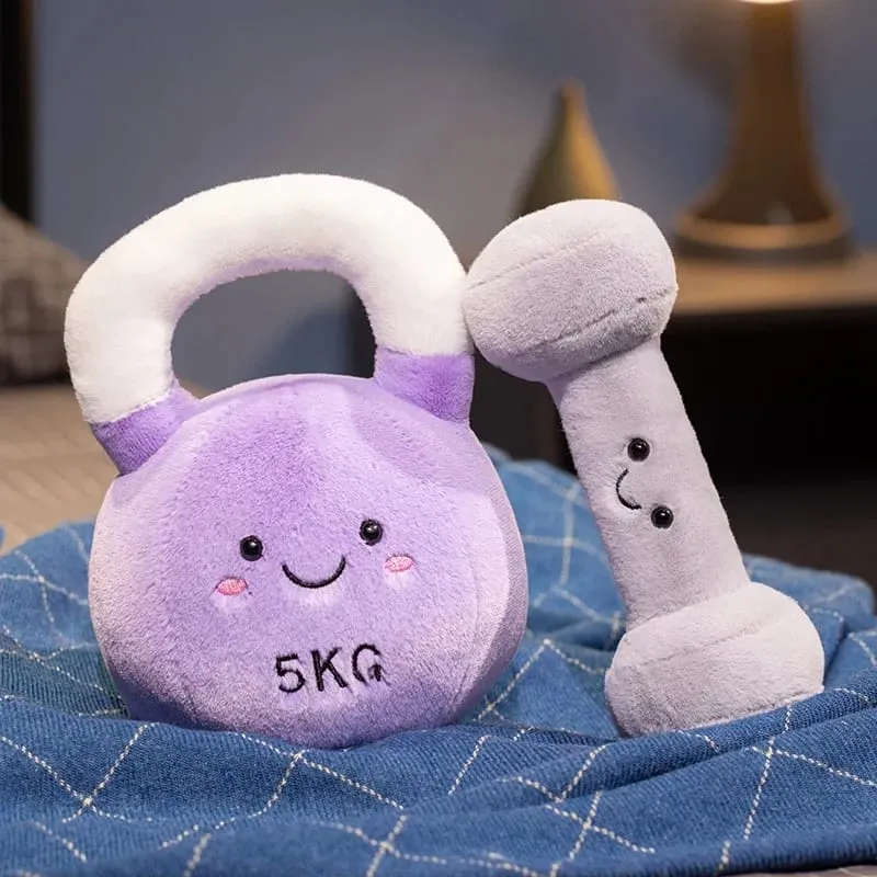 20/23cm Cute Kettle-bell Dumbbell Plush Pillow Stuffed Smiling Face Fitness Sports Equipment Plushie Home Decor Men Gift — image 5