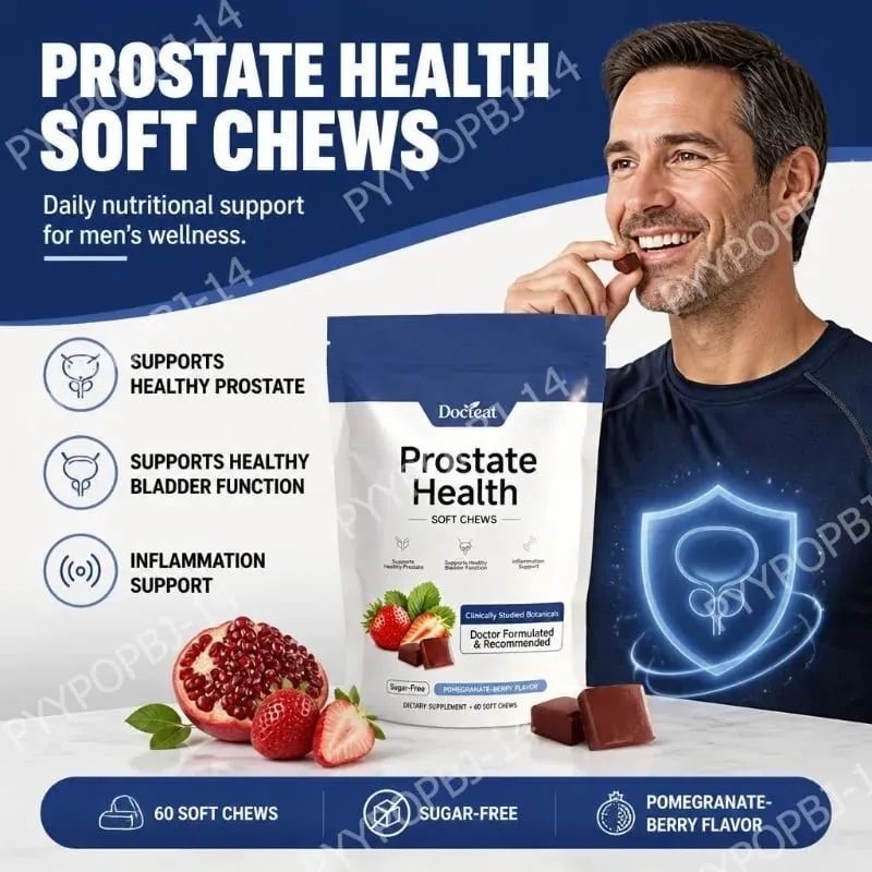Docteat Prostate Health Gummies with Vitamin C Sugar-Free Pomegranate-Berry Flavor Immune Balance Antioxidant Support 60 Gummies — image 1