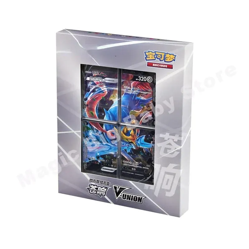 Pokemon karty Originální obchodování PTCG Cartoon Quartet Coupling V-UNION Dárková krabička Pikachu Big Gather Moru Baker Mew-two PTCG