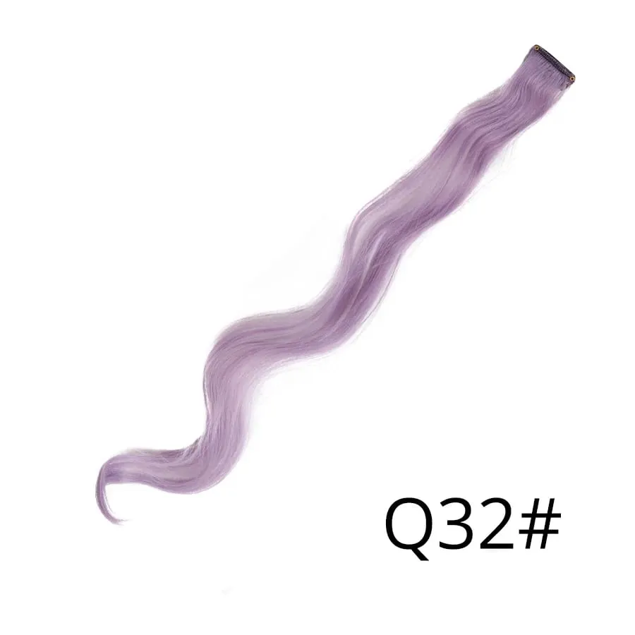Extensiones de cabello de color liso con Clip para resaltar el cabello de arcoíris, rosa, azul, morado, sintético, con Clips para mujeres y niñas — image 88