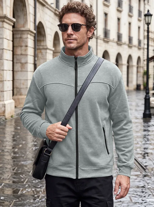 Four Seasons men's full-zip soft-shell jacket with stand-up collar, side pockets, long sleeves and relaxed casual style