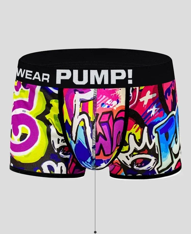 1- 4 Nam Cotton Nylon Pha Quần Sịp Boxer Toàn Graffiti In Rộng Dây Thắt Lưng Co Giãn Không Bó Sát thời Trang Thể Thao Quần Lót — image 13
