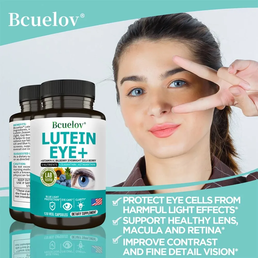 Lutein Supplement Containing Vitamin A Zeaxanthin Astaxanthin and Bilberry Extract To Support Vision Health and Eye Health