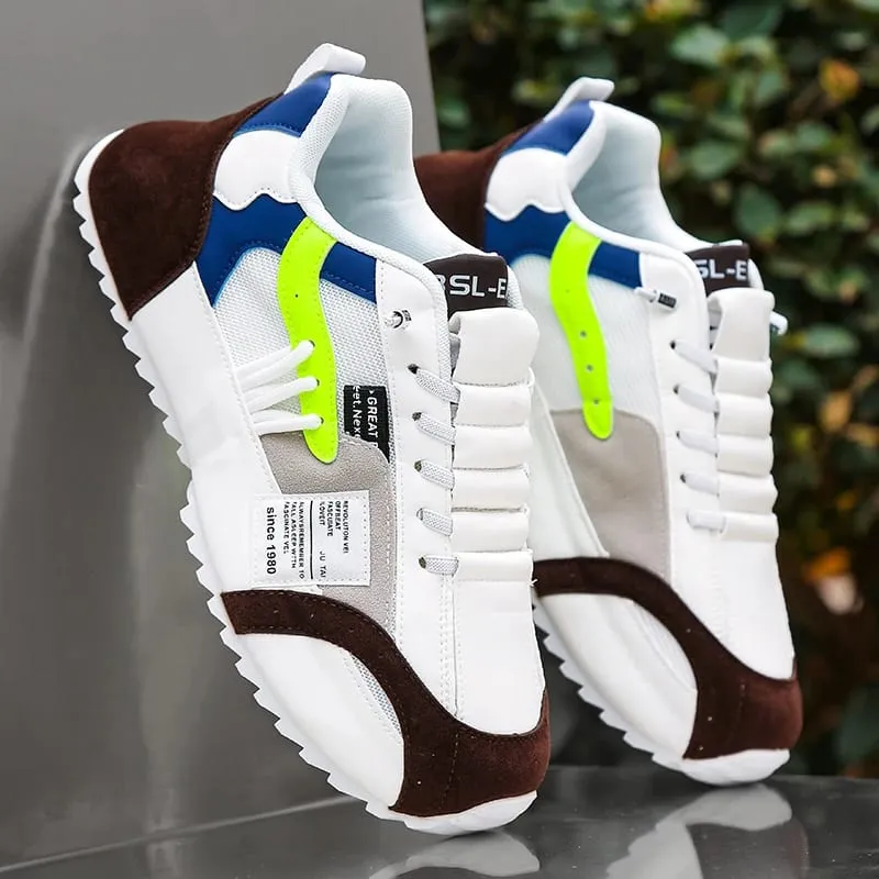 1pair Vintage Style Men'S Breathable Mesh Thick Sole Dad Sneakers - Casual Sports Running Shoes with Lace-Up Closure Faux & Fab