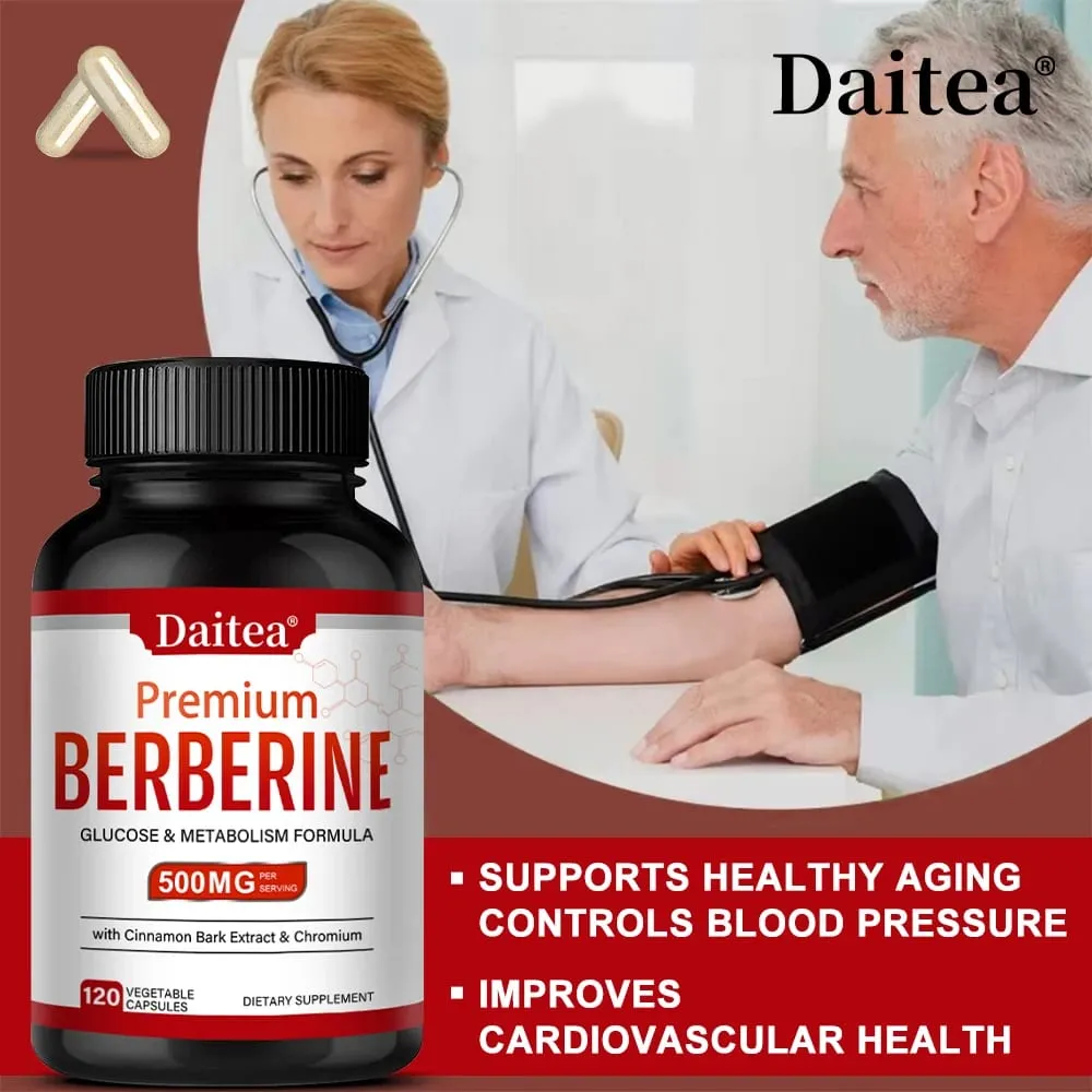 Berberine HCL 500mg Capsules with Cinnamon Antioxidant Support Heart Metabolic Cardiovascular Digestive & Immune Health