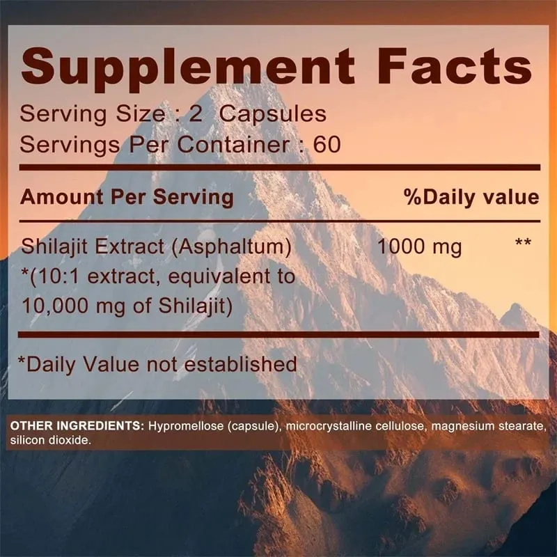 100% High Purity Shilajit Mineral Supplement - Improve Performance Relieve Stress Improve Mood Increase Male Size Non-GMO