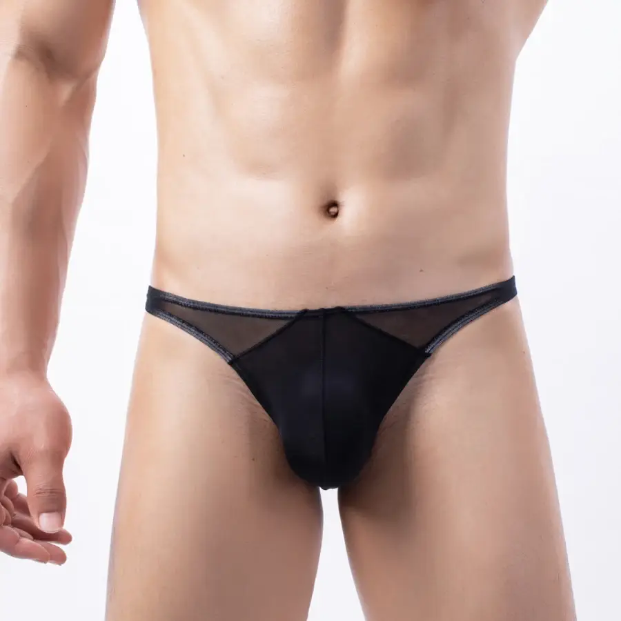 Männer Unterwäsche T-Zurück G String Tanga Sexy Ausbuchtung Beutel Eis Seide Tangas Transparente Taille Dessous Höschen hombre männlichen Slips Y30