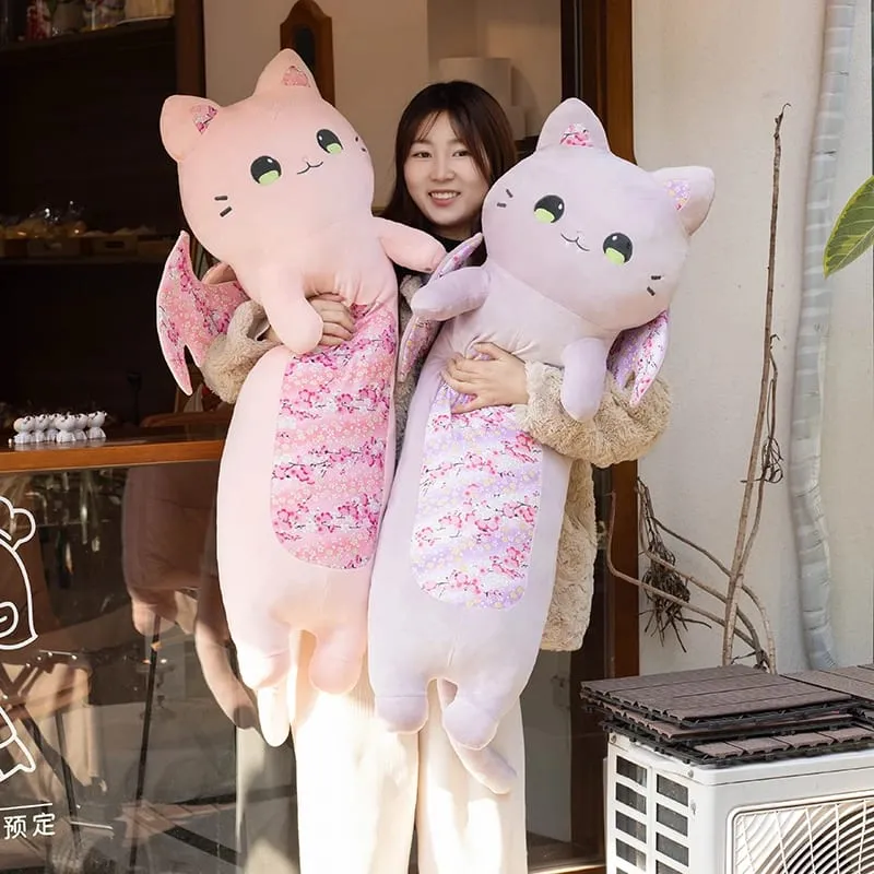 60 ซม.แมวน่ารักหมอน Cherry Blossom แมวปีกค้างคาวของเล่นตุ๊กตา Kawaii หมอนนอนนุ่มเบาะสาวของขวัญวันเกิด — image 5
