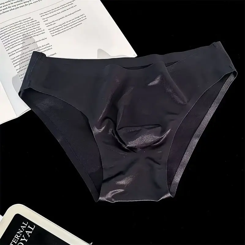 男性アイスシルクブリーフ超薄型シームレスなセクシーなパンティー速乾性 U バルジポーチ通気性の下着高級光沢のあるパンツ — image 7