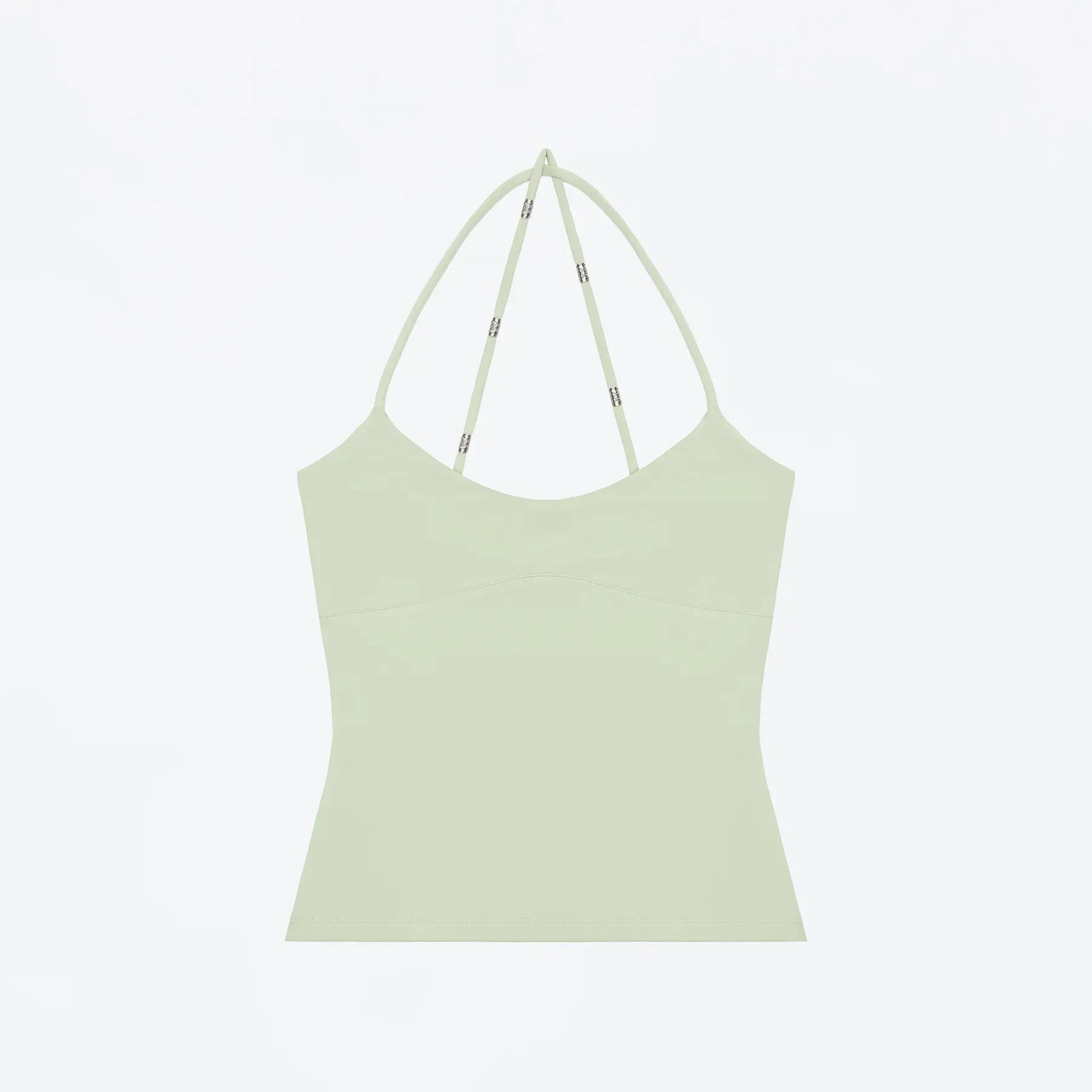 Halter-top med kryds-ryg skræddersyet talje-Cinching Camisole U-hals Halter-tanktop Metaludsmykket slim-fit-top til lag eller brug alene